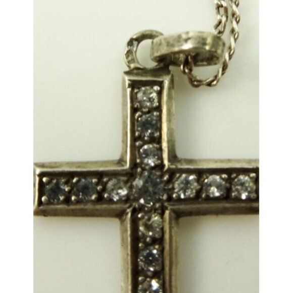 Cross Necklace French Silver on Chain Necklace - Picture 5 of 9